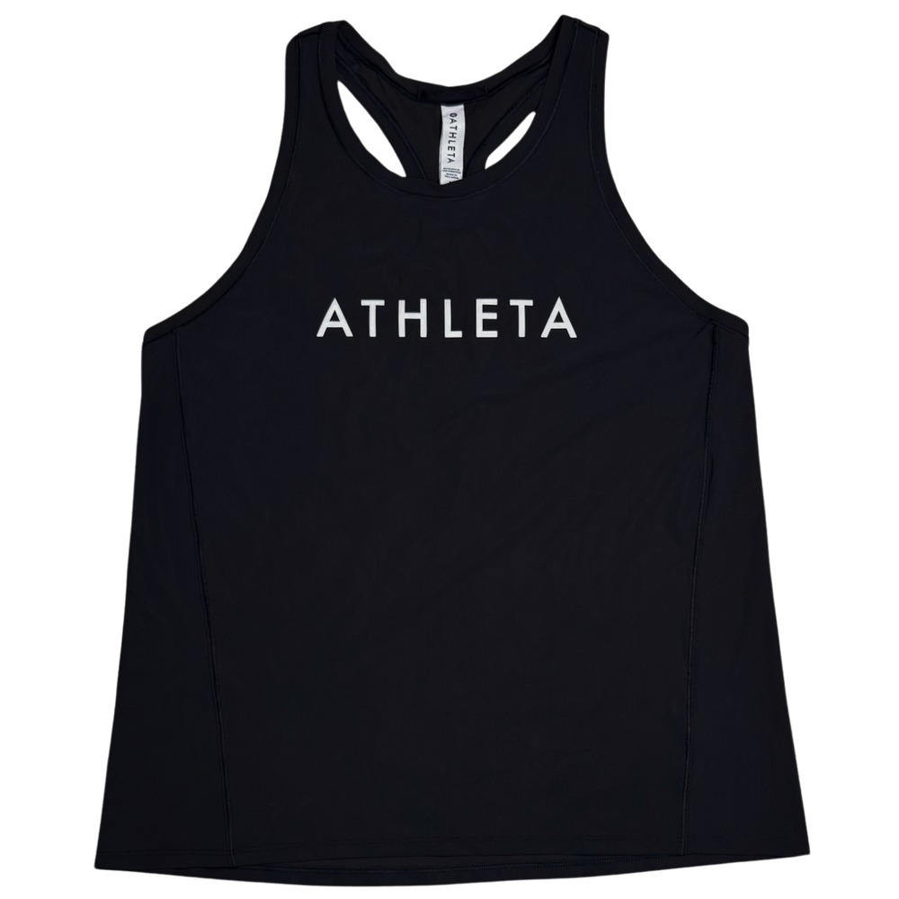 Athleta Tank Top Womens Ultimate Logo Medium Black Active Gym Racerback Athletic